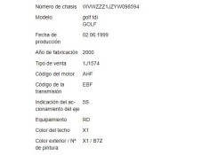 volkswagen golf iv berlina (1j1) del año 1999