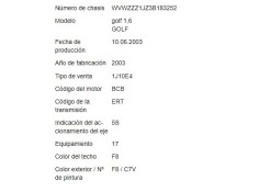 volkswagen golf iv berlina (1j1) del año 2003