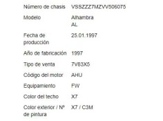 seat alhambra (7v8) del año 1997