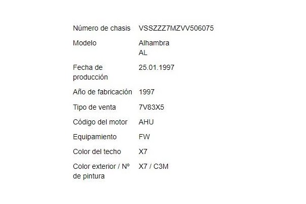 seat alhambra (7v8) del año 1997