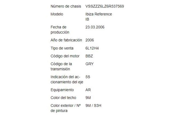 seat ibiza (6l1) del año 2006