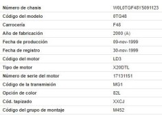 opel astra g berlina del año 1999