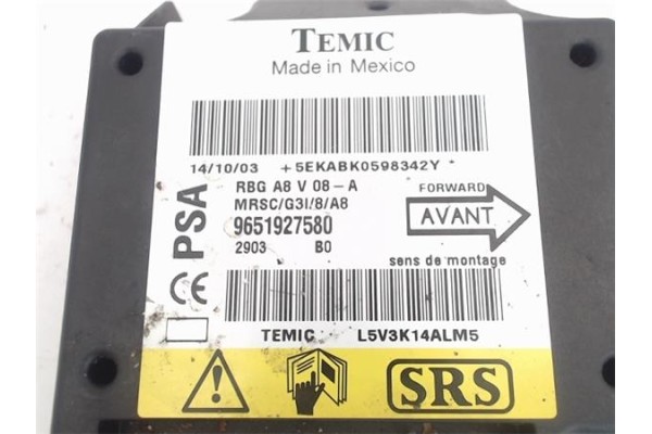 Recambio de centralita airbag para citroen c3 1.4 hdi referencia OEM IAM 9651927580  