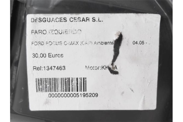 Recambio de faro delantero izquierdo para ford c-max (cb3) 1.6 tdci referencia OEM IAM 3M5113101AA 1347463 