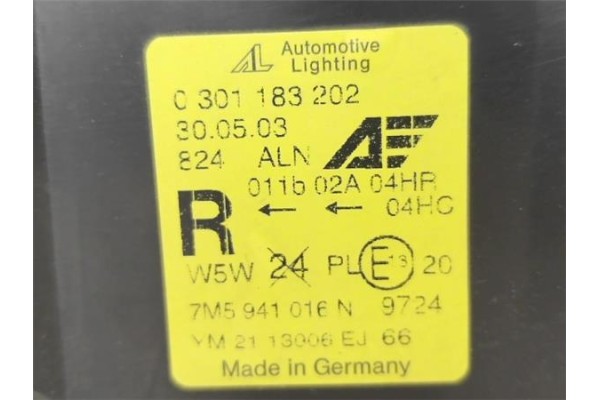 Recambio de faro delantero dcho para ford galaxy (vx) 1.9 tdi referencia OEM IAM 1202963 301183202 