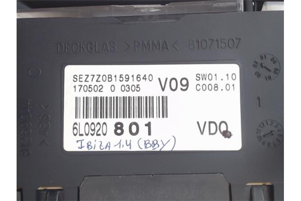 Recambio de cuadro completo para seat ibiza (6l1) 1.4 cool referencia OEM IAM 6L0920801 17050200305 