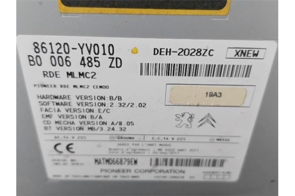 Recambio de radio / cd para toyota aygo (kgb/wnb) 1.0 básico referencia OEM IAM B0006485ZD  
