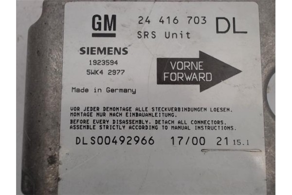 Recambio de centralita airbag para opel zafira a referencia OEM IAM 24416703/DLS00492966 1923594/5WK42977 