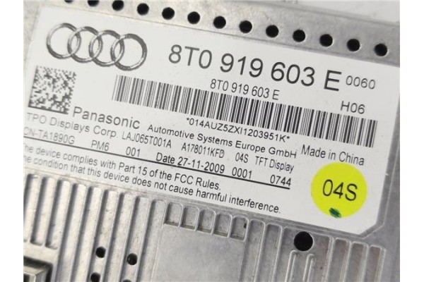 Recambio de pantalla para audi a4 berlina (8k2) 2.0 advanced edition referencia OEM IAM 8T0919603E  