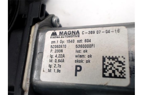 Recambio de elevalunas electrico delantero derecho para fiat 500 1.3 d multijet referencia OEM IAM 51876267 52060970 
