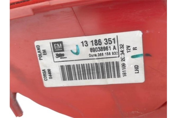 Recambio de piloto trasero derecho para opel corsa d 1.3 cdti referencia OEM IAM 89038961A  