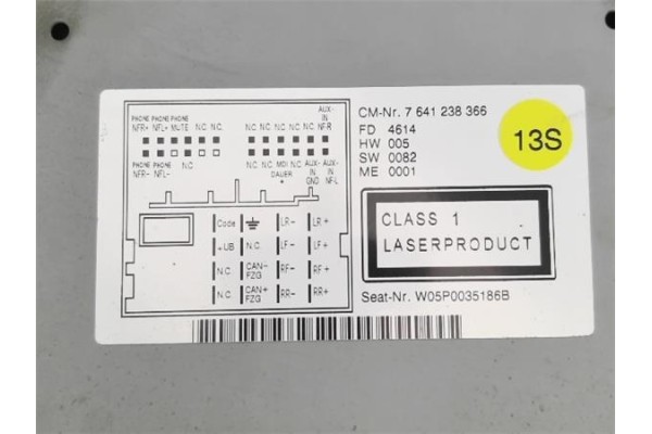 Recambio de radio / cd para seat altea xl (5p5) 1.6 tdi referencia OEM IAM 5P0035186 5P0035186B 