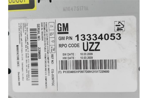 Recambio de radio / cd para opel astra j 1.7 cdti referencia OEM IAM 1780741 13334053 