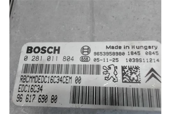 Recambio de centralita para citroen c3 1.6 16v hdi referencia OEM IAM 9653958980 0281011804 