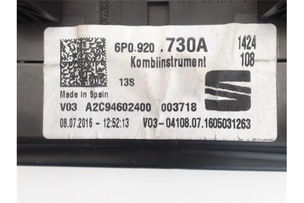 Recambio de cuadro completo para seat ibiza (6p1) 1.0 style referencia OEM IAM 6P0920730A  