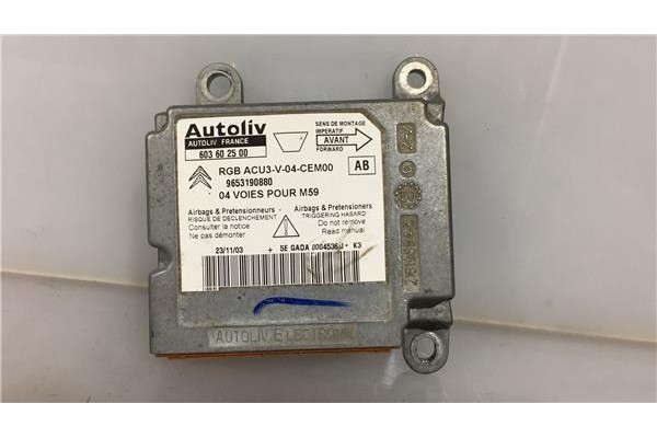 Recambio de centralita airbag para citroen berlingo 2.0 hdi collection combi referencia OEM IAM 9653190880 603602500 