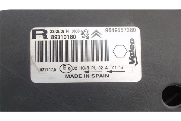 Recambio de faro delantero dcho para citroen xsara picasso referencia OEM IAM 89310180 9649557380 