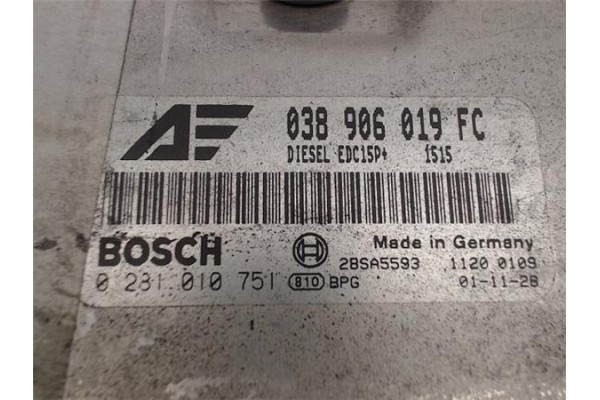 Recambio de centralita para seat alhambra (7v9) 1.9 stella referencia OEM IAM 038906019FC 0281010751/EDC15P+ 