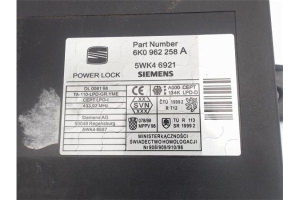 Recambio de centralita para seat ibiza (6k1) 1.9 passion referencia OEM IAM (6K0962258A) (5WK46921) 