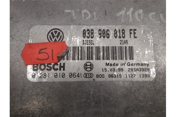 Recambio de centralita para volkswagen passat variant (3b5) 1.9 trendline referencia OEM IAM 038906018FE/28SA3920 0281010064 