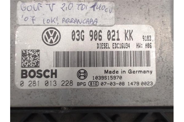 Recambio de centralita para volkswagen golf v (1k1) 2.0 conceptline (e) referencia OEM IAM (03G906021KK) (0281013228) 