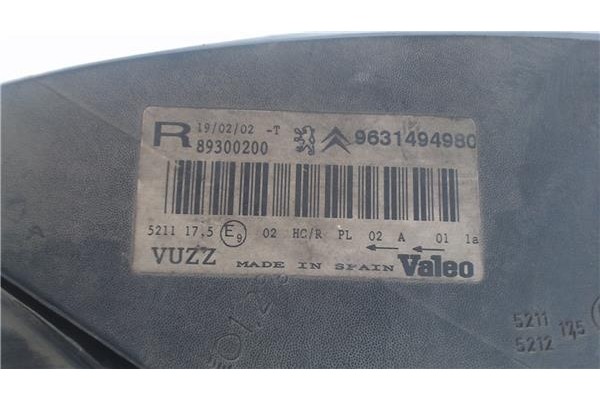Recambio de faro delantero dcho para citroen xsara picasso referencia OEM IAM 89300200 9631494980 