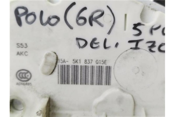Recambio de cerradura puerta delantero izquierda para volkswagen polo v (6r1) 1.2 advance referencia OEM IAM 5K1837015E  