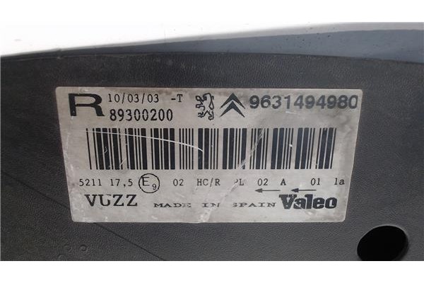 Recambio de faro delantero dcho para citroen xsara picasso referencia OEM IAM 89300200 9631494980 
