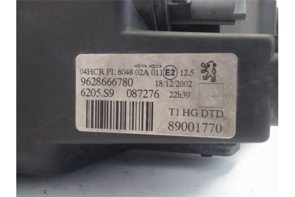 Recambio de faro delantero dcho para peugeot 206 2.0 hdi 90 referencia OEM IAM 9628666780  
