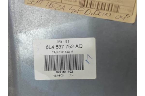 Recambio de elevalunas electrico delantero derecho para seat ibiza (6l1) 1.9 vision referencia OEM IAM 6L4837752AQ 6L4837756P 