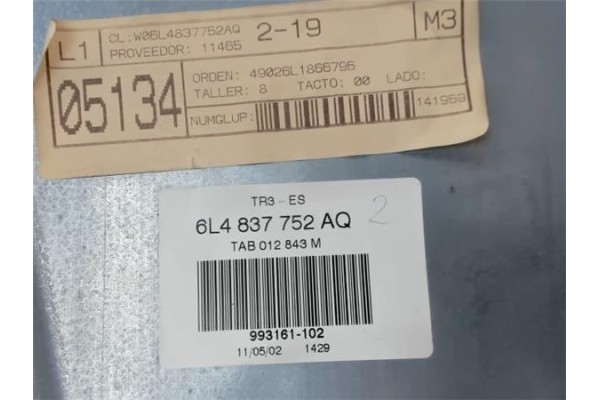 Recambio de elevalunas electrico delantero derecho para seat ibiza (6l1) 1.4 sport referencia OEM IAM 6L4837752AQ 6L4857756H 