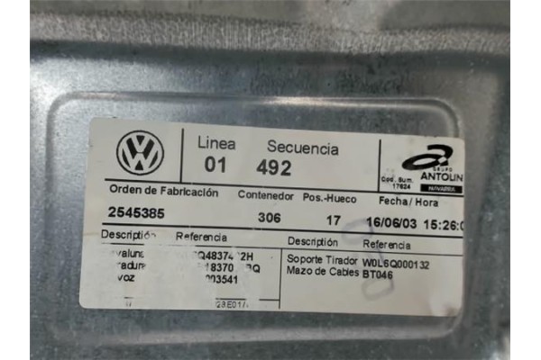 Recambio de elevalunas electrico delantero derecho para volkswagen polo iv (9n1) referencia OEM IAM   