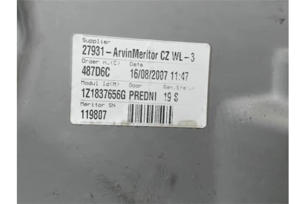 Recambio de elevalunas electrico delantero derecho para skoda octavia berlina (1z3) referencia OEM IAM 1Z1837656  