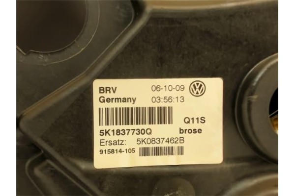 Recambio de elevalunas electrico delantero derecho para volkswagen golf vi (5k1) referencia OEM IAM 5K1837730Q  
