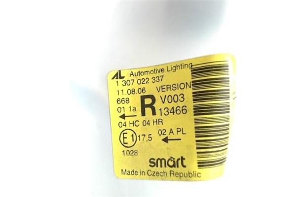 Recambio de faro delantero dcho para smart fortwo coupe referencia OEM IAM 1307022337 04HC04HR 