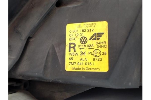 Recambio de faro delantero dcho para seat alhambra (7v9) referencia OEM IAM 7M7941016L 0301182212 