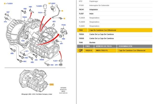 Recambio de caja cambios manual para ford focus ii (da_) 2.0 tdci referencia OEM IAM 8M5R7002FG 1882518 