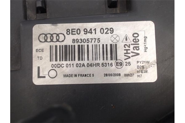 Recambio de faro delantero izquierdo para audi a4 berlina (8e) 3.0 referencia OEM IAM 8E0941029  8E0941029Q , AUDI