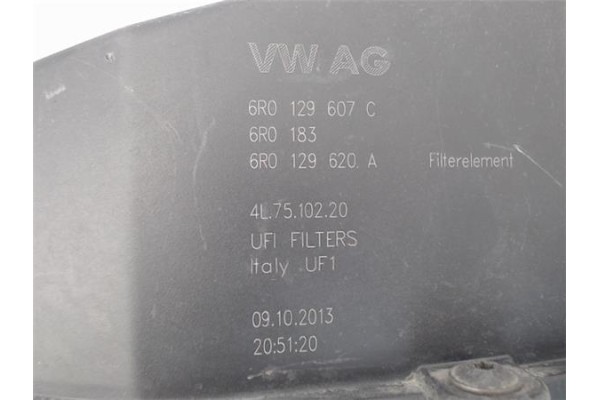 Recambio de carcasa filtro aire para volkswagen polo v (6r1) 1.2 sport referencia OEM IAM 6R0129607C  6R0129620A , AUDI | 6R0129