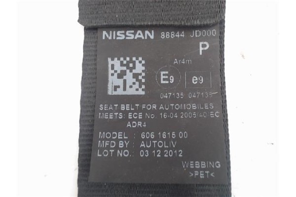 Recambio de cinturon seguridad trasero izquierdo para nissan qashqai +2 (jj10) 1.6 dci referencia OEM IAM 88844JD000  