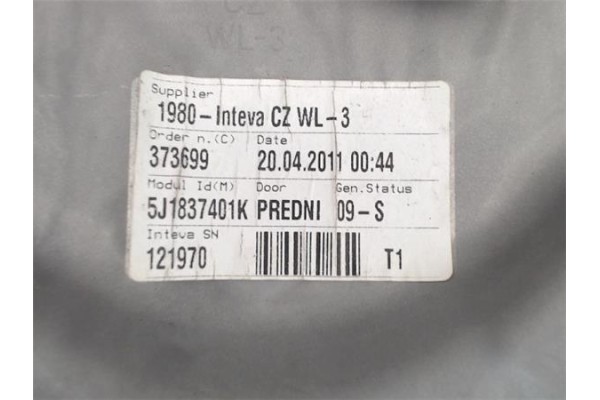 Recambio de mecanismo elevalunas delantero izquierdo para skoda fabia (5j2) 1.2 referencia OEM IAM 5J1837401K  