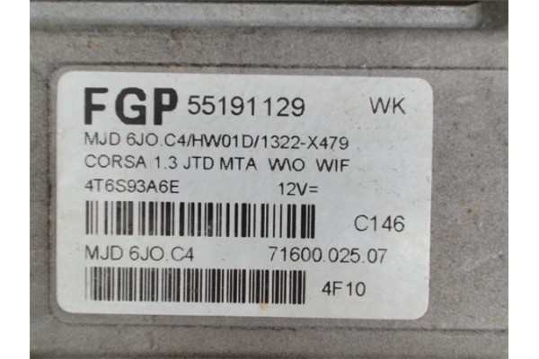Recambio de centralita para opel corsa c 1.3 cdti referencia OEM IAM 55191129  