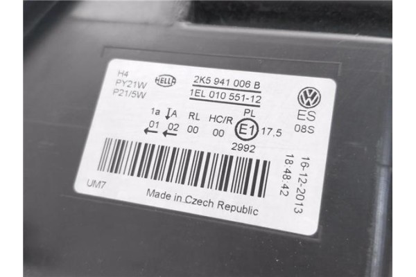 Recambio de faro delantero dcho para volkswagen caddy (2c) 1.6 furgón economy referencia OEM IAM 2K5941006B  