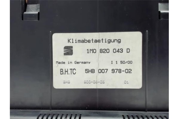Recambio de mandos climatizador para seat leon (1m1) 1.9 tdi referencia OEM IAM 1M0820043D 5HB007978 