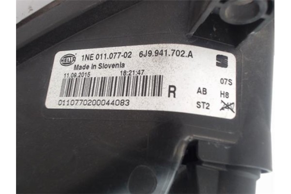 Recambio de faro antiniebla derecho para seat ibiza (6p1) 1.0 style referencia OEM IAM 6J9941702A  6J9941702 , SEAT