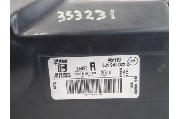 Recambio de faro delantero dcho para seat ibiza berlina (6j5) 1.4 tdi referencia OEM IAM   