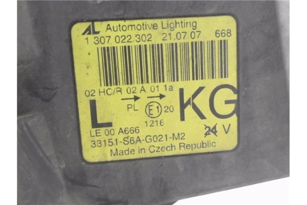 Recambio de faro delantero izquierdo para honda civic vi 1.2 referencia OEM IAM 33151S6AG021M2  