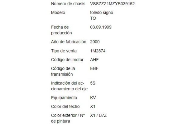 seat toledo (1m2) del año 1999