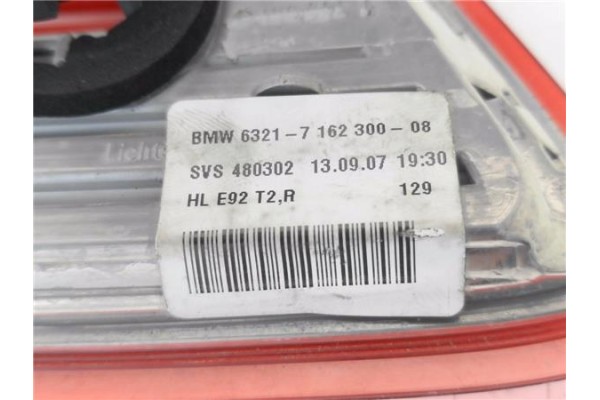 Recambio de piloto porton trasero derecho para bmw serie 3 coupe (e92) 2.0 320d referencia OEM IAM 63217162300 480302 