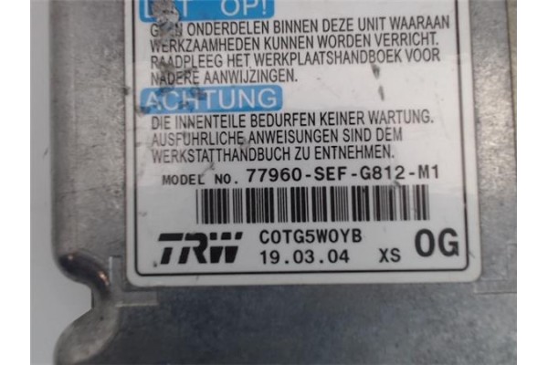Recambio de centralita airbag para honda accord berlina (cl/cn) referencia OEM IAM 77960SEFG812  